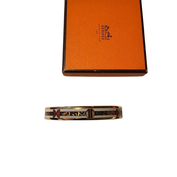 Hermes enamel plated gold bracelet